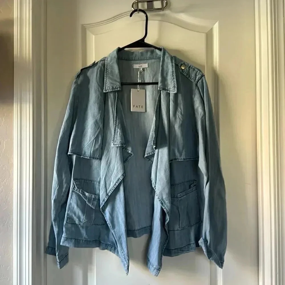 NWT Jean jacket cardigan large by fate / G19 - Picture 1 of 5